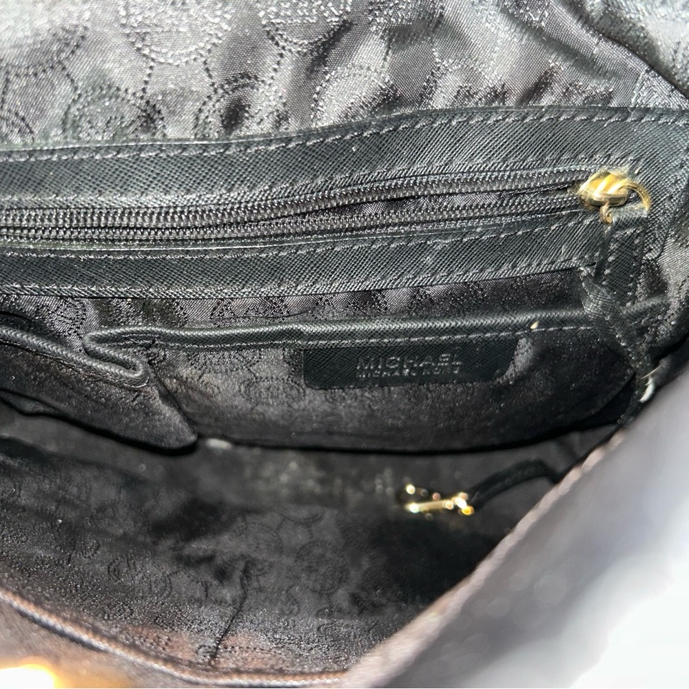 MICHAEL KORS Hamilton Saffiano Leather Large Satchel Black Gold - Picture 10 of 10